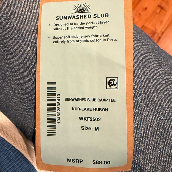 NEWđź’™FAHERTY Sunwashed Slub Camp Tee in Blue $88 - Picture 7 of 9